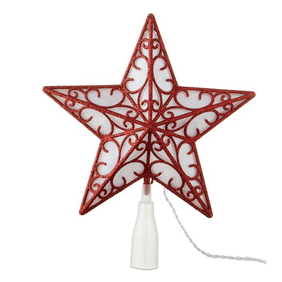 Light Up Shimmer Lattice Star Christmas Tree Topper 11" LED Red Holiday Decor - Picture 8 of 11